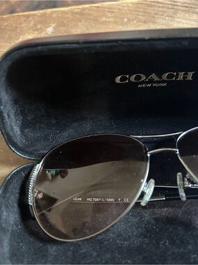 Coach Black Leather Sunglasses Case with Embossed Logo